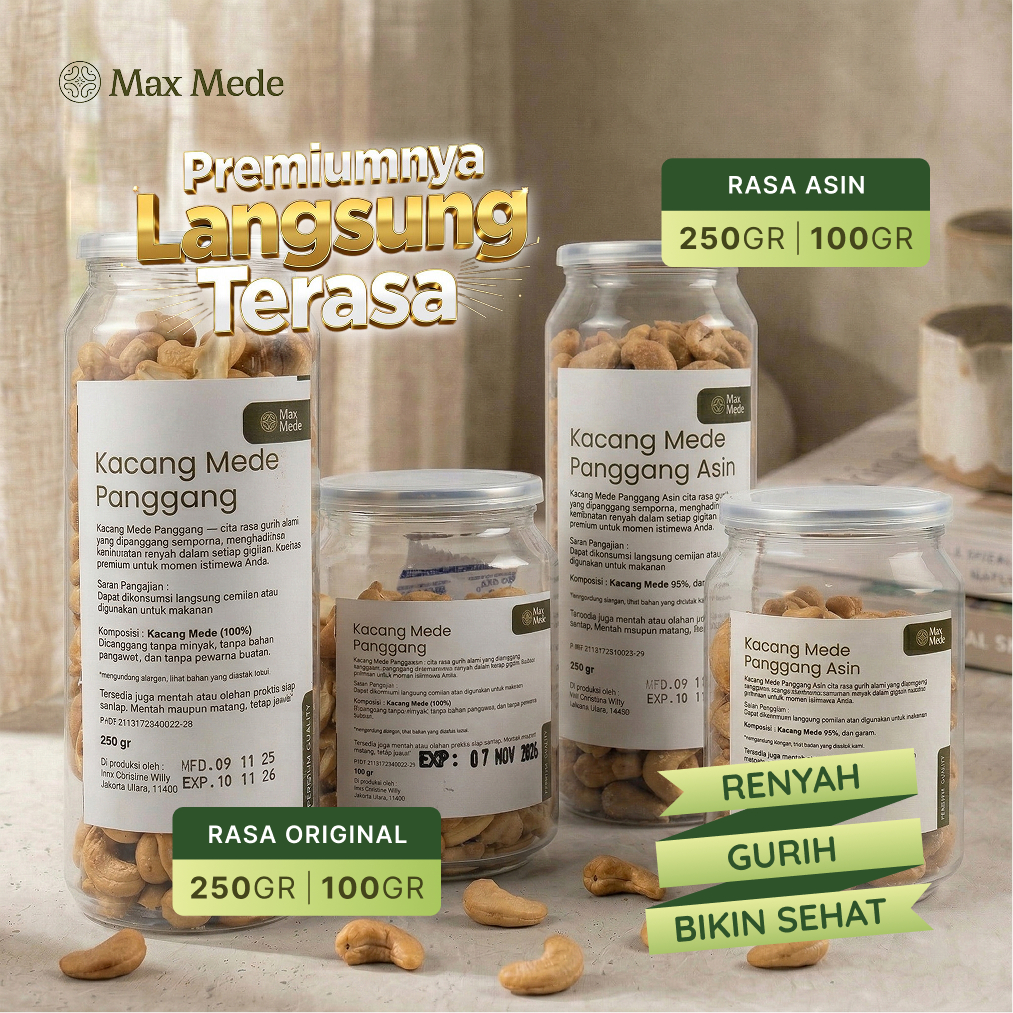 Jual Max Mede - Healthy Snack Kacang Mede Panggang Rasa Original 100gr ...