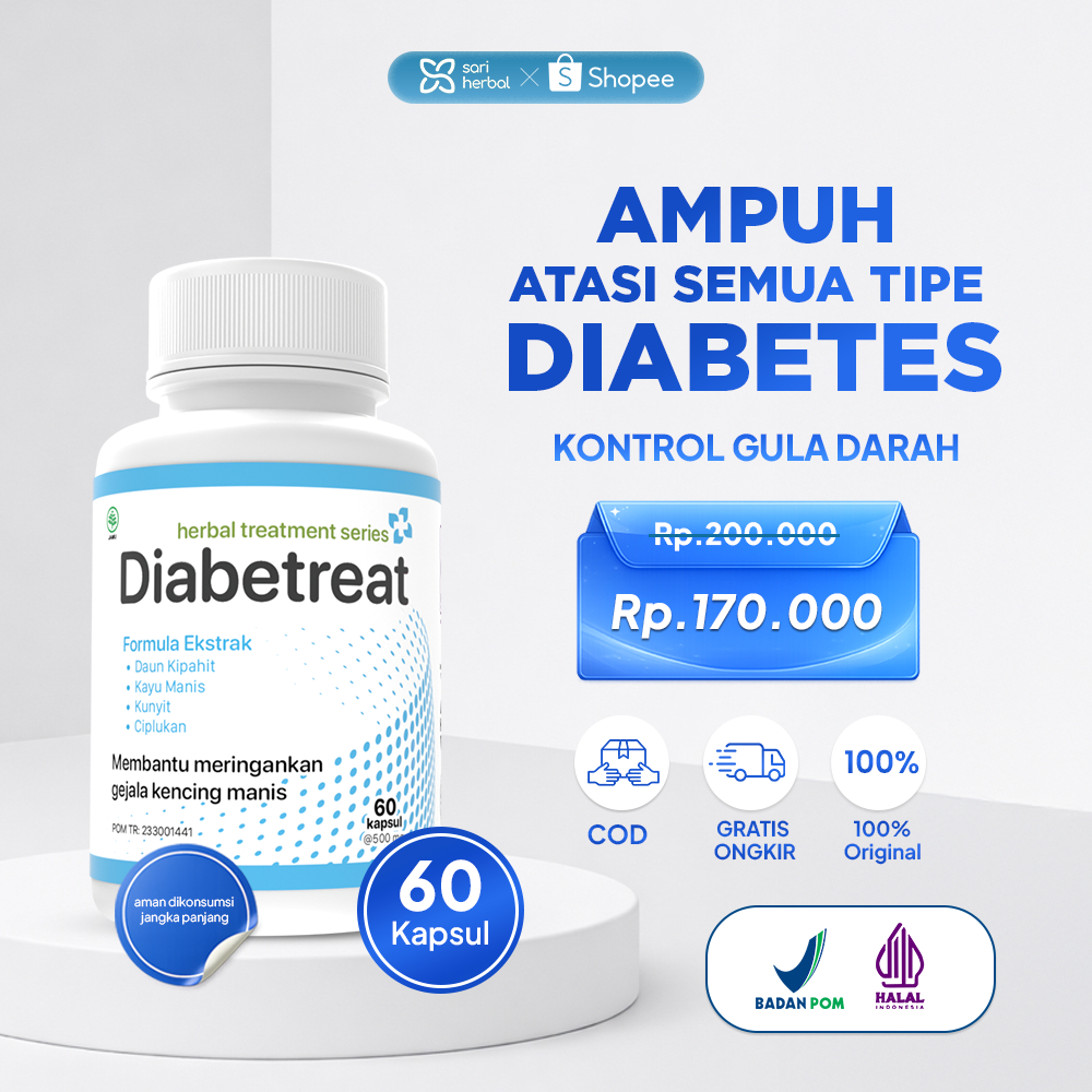 Diabetreat 60 Kapsul - Obat Herbal Diabetes Ampuh Menurunkan Kadar Gula Darah Herbal Treatment Series