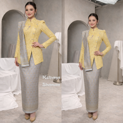 Jual Set Kebaya Busui Modern Butter Yellow Kebaya Brokat Payet Mewah ...