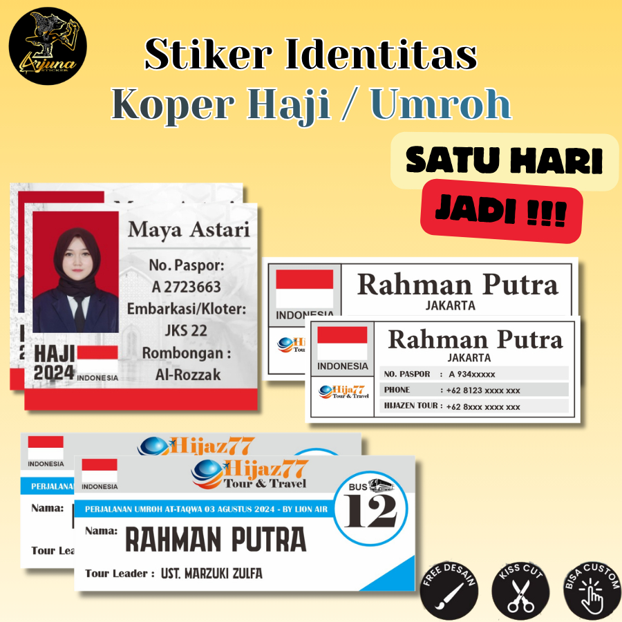 Jual Arjuna Cetak Sticker Identitas Koper Haji Umroh Bisa Pakai Foto ...
