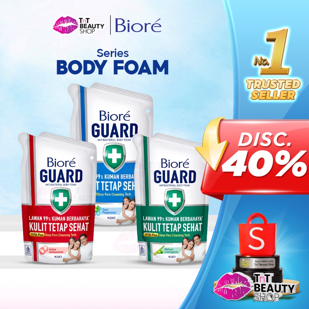 Biore Body Foam Guard Lemon Grass - Energetic Cool - Active Antibacterial - Hygienic Antibacterial Plus - Biore Sabun Mandi Cair | TnT Beauty Shop