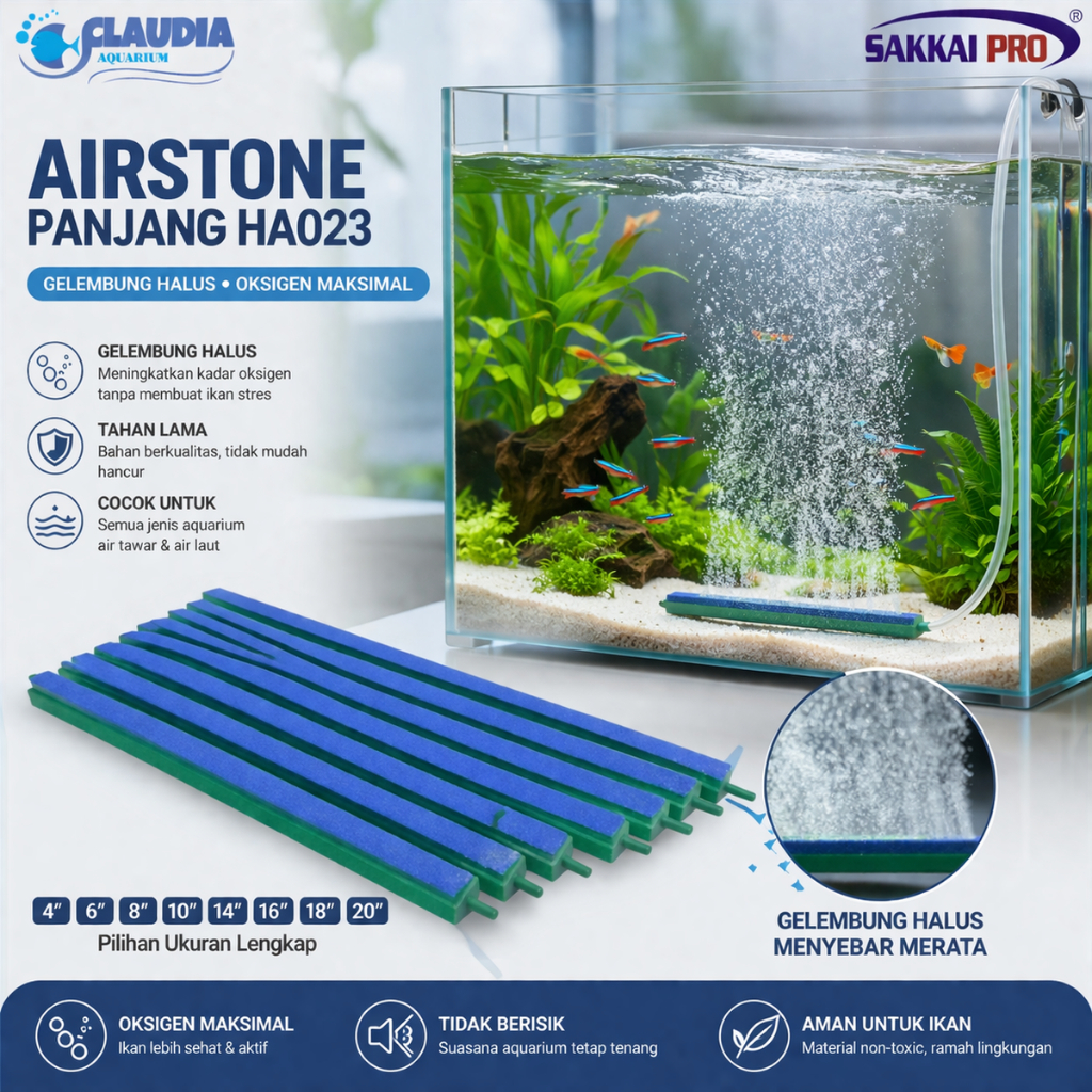Batu Aerator Panjang Aquarium Batu Angin Gelembung Udara Airstone 10 15 20 25 35 40 45 50 CM Murah