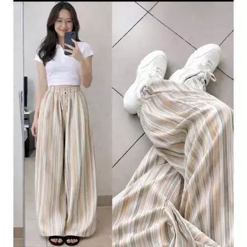 Everyday Pants Stripe Celana Panjang Wanita Kulot Pinstripe Celana Kerja Formal Kasual Wanita