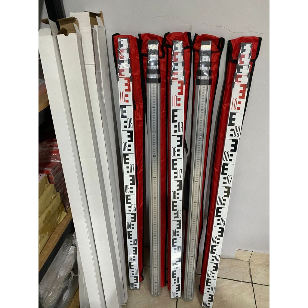 Jual Rambu Ukur 5 Meter + Nivo / Bak Ukur 5 meter / Levelling Staff ...