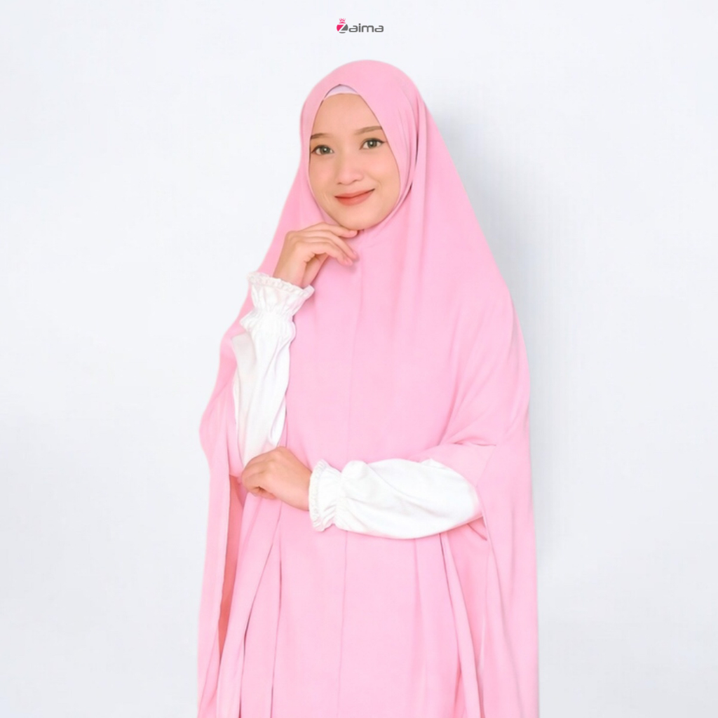 Khimar 2 Layer Haura Ceruti Babydoll Non Pad Jilbab Instan Syari Jumbo Free Cadar Tali