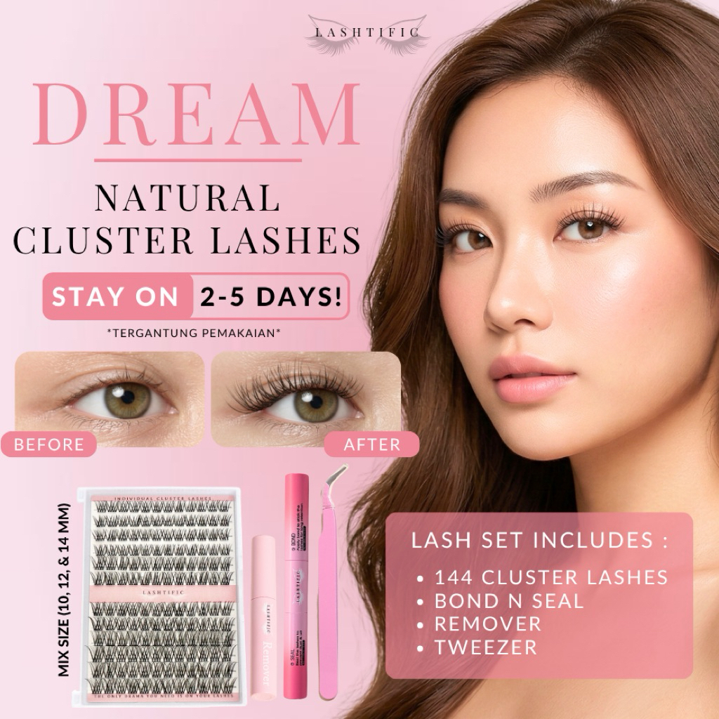 Jual [BUNDLING] LASHTIFIC Bulu mata palsu Dream W55 Individual Lashes False  Lashes 10-14mm | Set | Lem + Remover | Shopee Indonesia