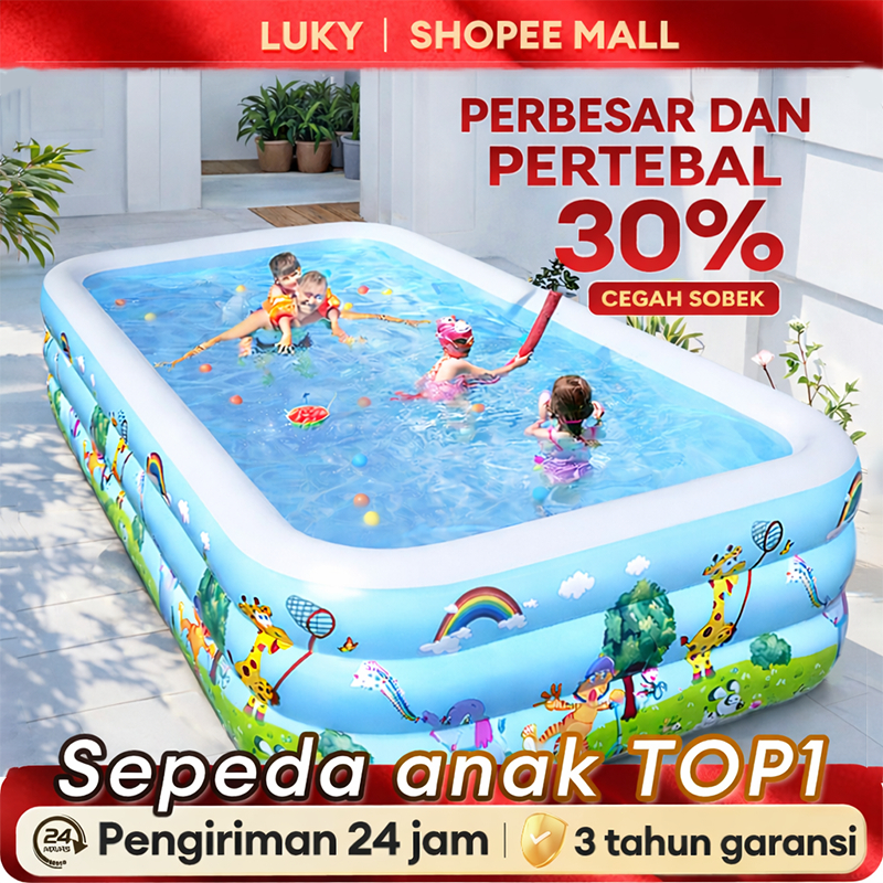 Jual LUKY Kolam Renang anak jumbo 3.1 meter/3 Rings Thick rubber ...