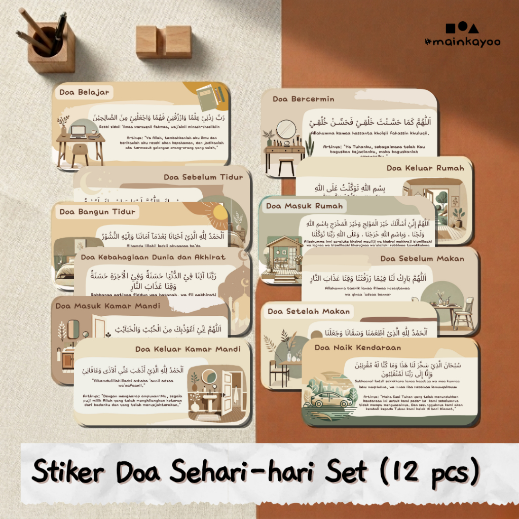 Jual SET Stiker (12 Stiker) Doa Sehari-hari Aesthetic - Sticker Doa ...