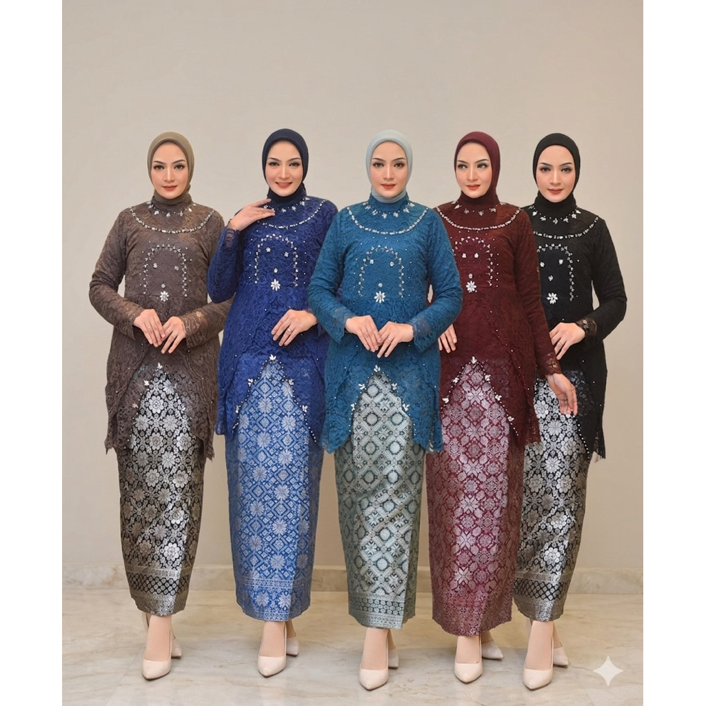 Jual Kebaya Brokat Premium Elegan Set Rok Batik – Model Modern Slimfit ...