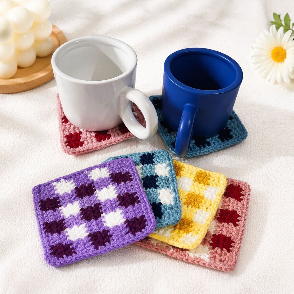 Jual ODETOFU Soft Coaster || Tatakan Gelas Rajutan | Shopee Indonesia