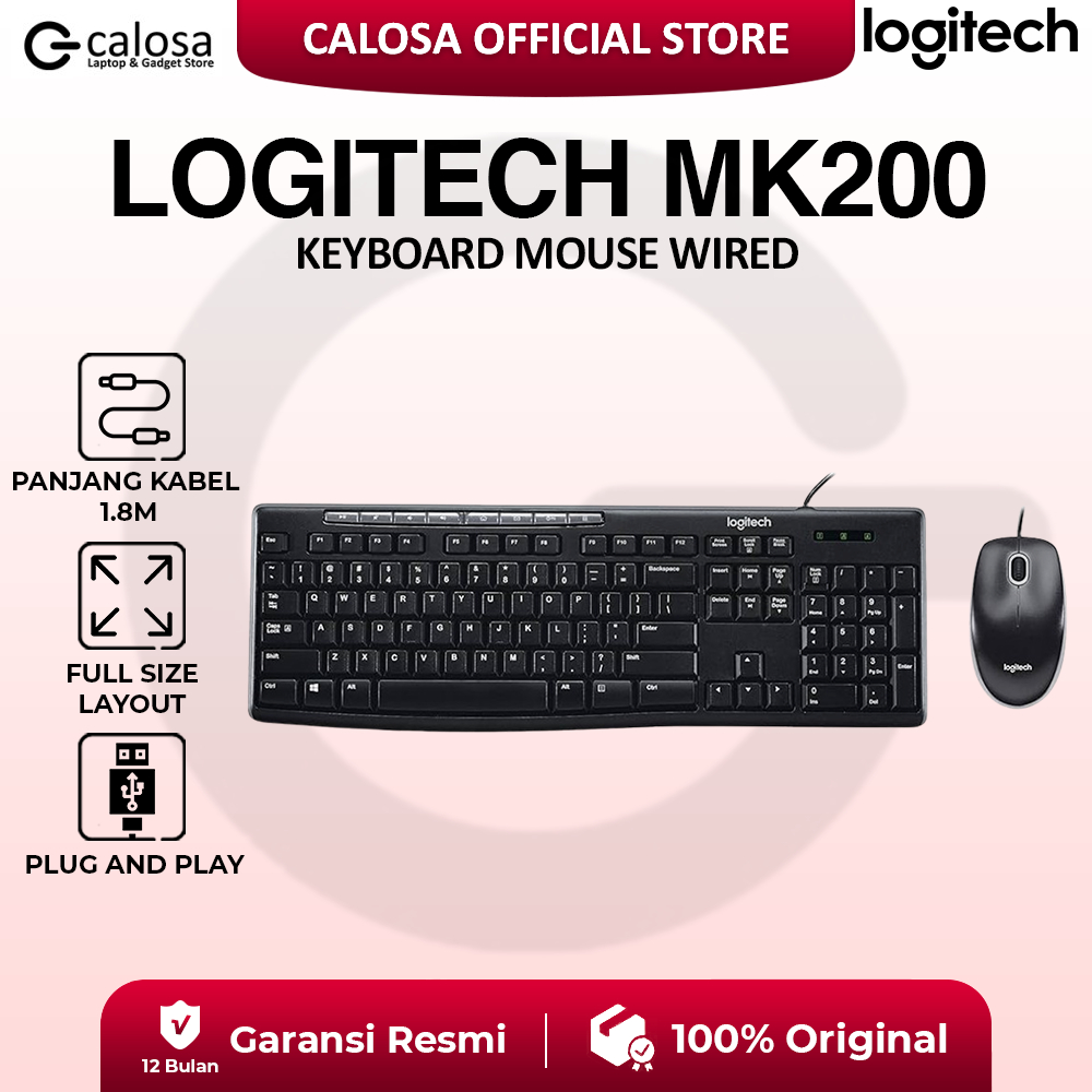 Jual Logitech Keyboard Mouse Combo MK200 / MK-200 / MK 200 | Shopee ...