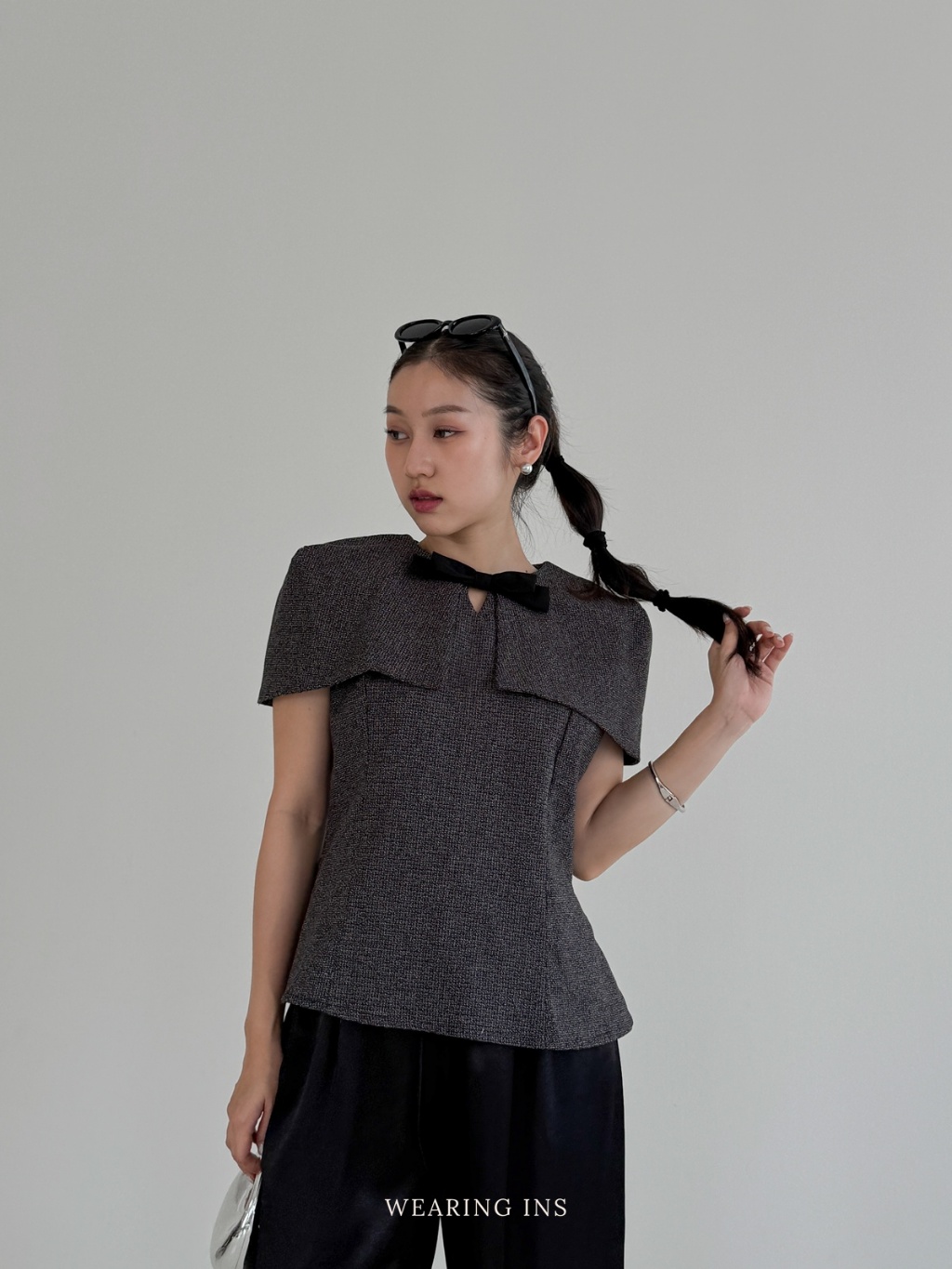 Jual [WEARING INS] Velune Top - Atasan Wanita Berlengan Bahan Tweed ...