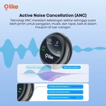 OLIKE Clip Magnetic Microphone CM02 Mic Wireless ANC Dual Port Lightning Type C 40H Baterry