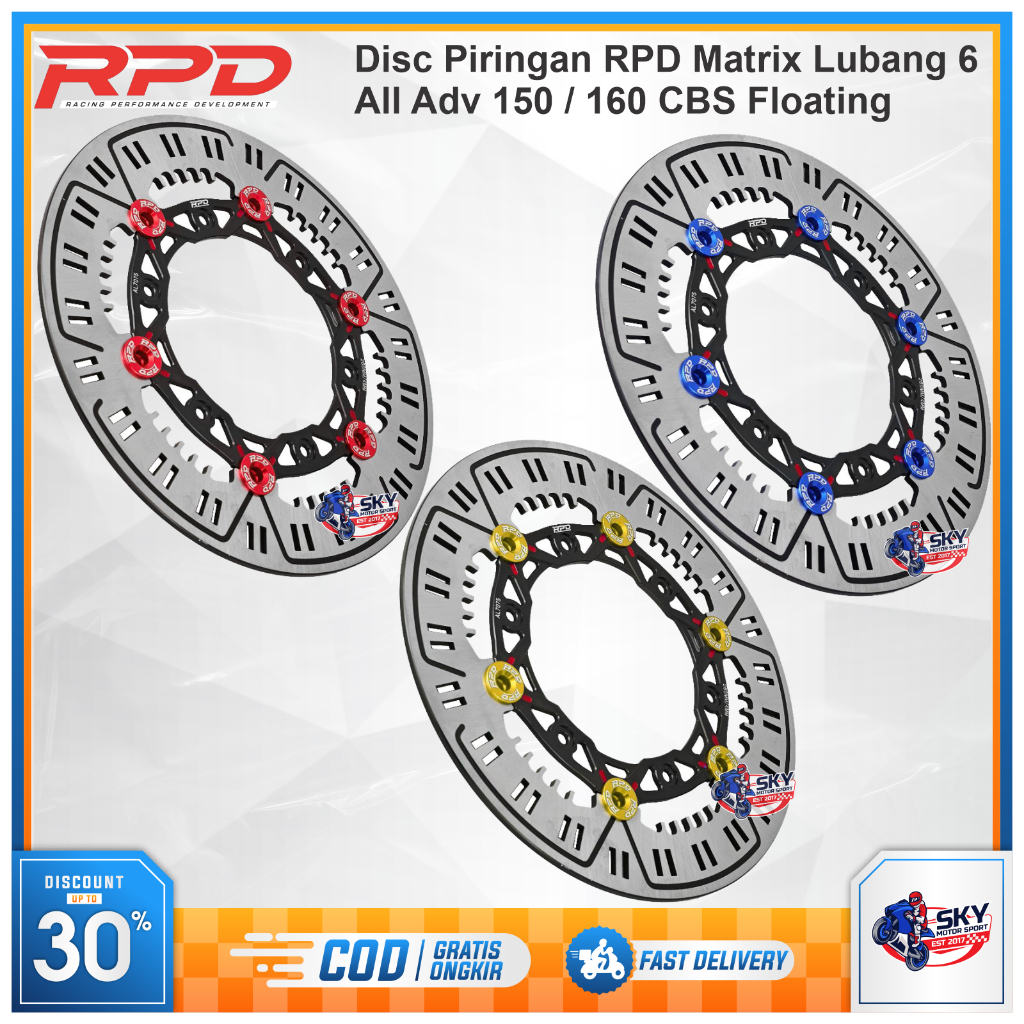 Jual Disc Piringan Cakram Depan RPD Matrix Adv 150 Adv 160 Lubang 6 ...
