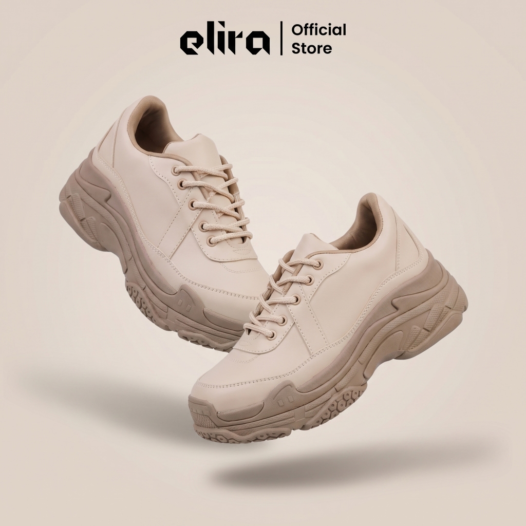 Jual ELIRA Dustin Cream Sepatu Chunky Sneakers Wanita White Black ...