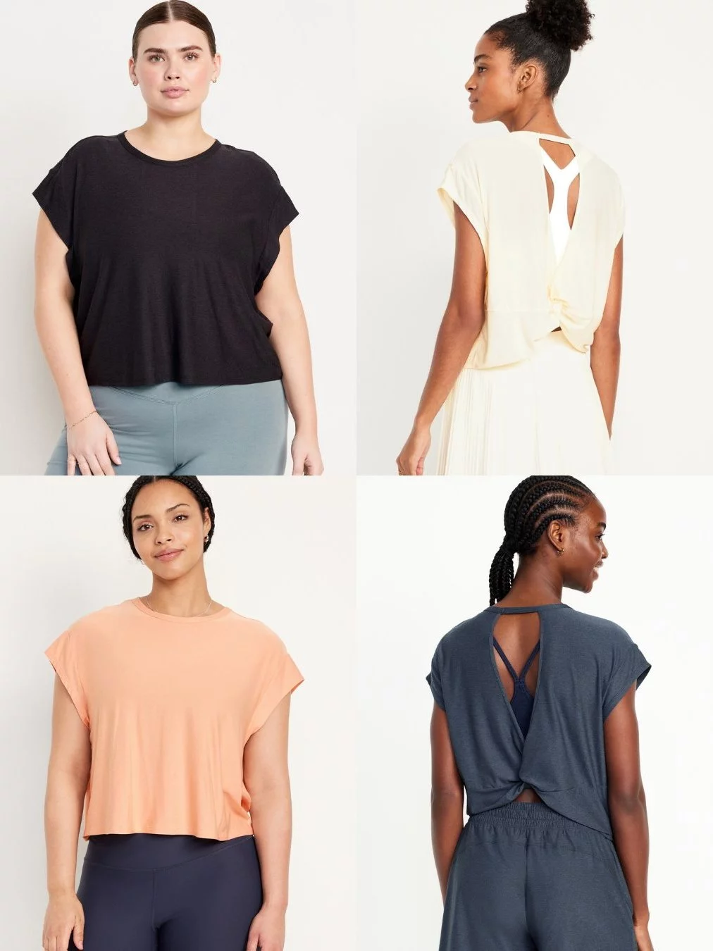 Kaos Olahraga Padel Lari Gym Semi Crop Punggung Terbuka OLN Cutout-Back Crop T-Shirt - 2248