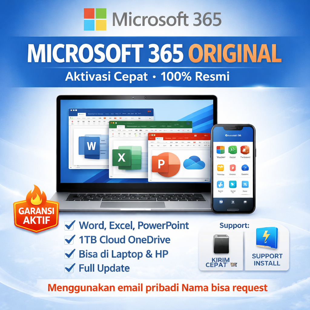Jual Microsoft 365 Original 1 Tahun | Office 365 Word Excel PowerPoint ...