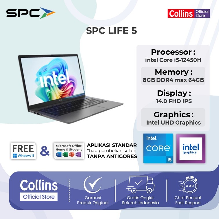 Jual Laptop SPC Life 5 Intel Core i5 12450H 16GB/512GB Windows 11 Pro ...