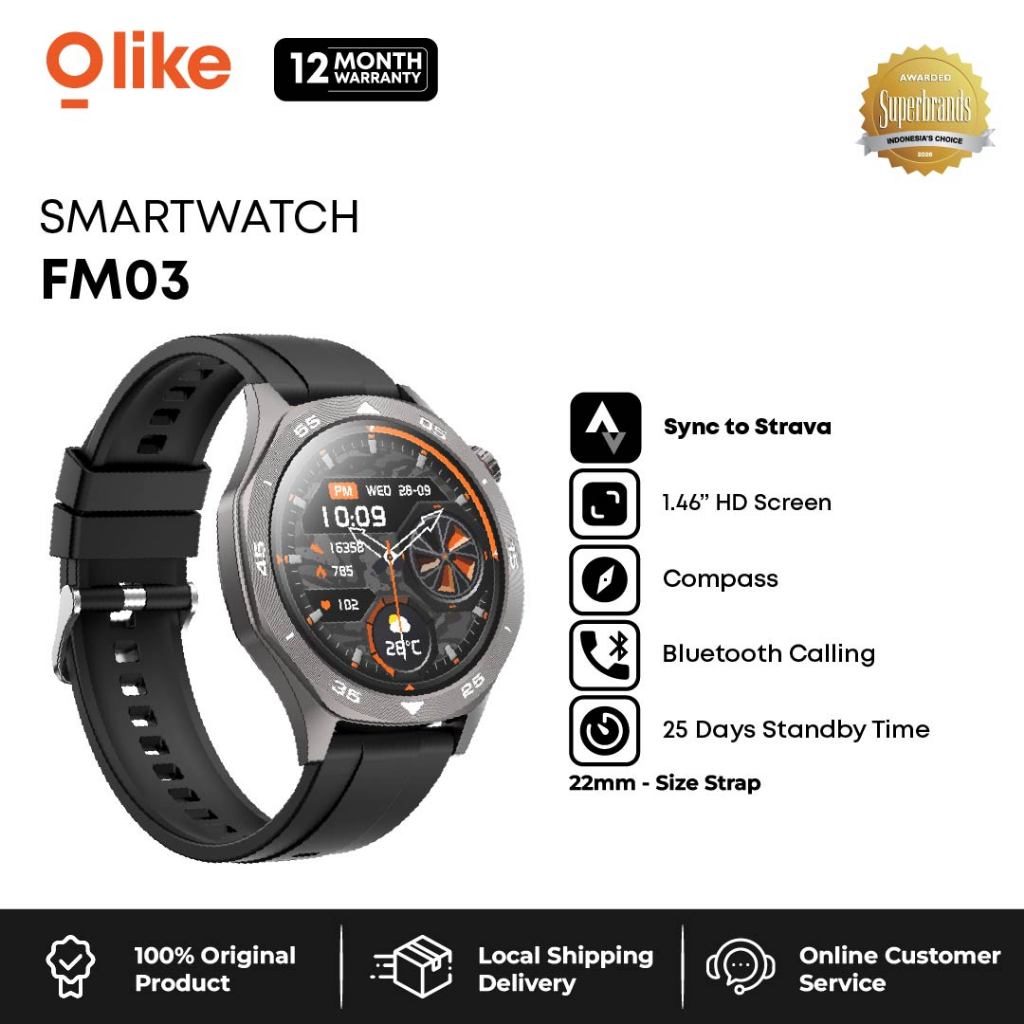 Jual [UPGRADED PRODUCT] OLIKE Smartwatch FM03 Health & Sport Monitoring ...