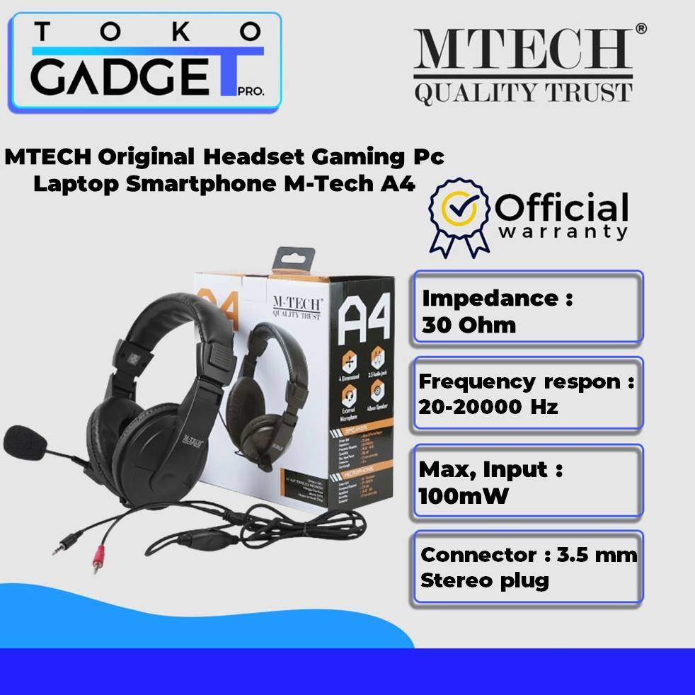 Jual MTECH Original Headset Gaming Pc Laptop Smartphone M-Tech A4 ...