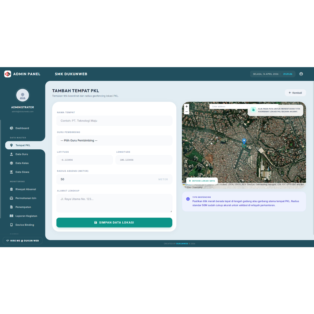 Aplikasi Web Monitoring Absensi PKL Magang dengan Notifikasi - DUKUNWEB