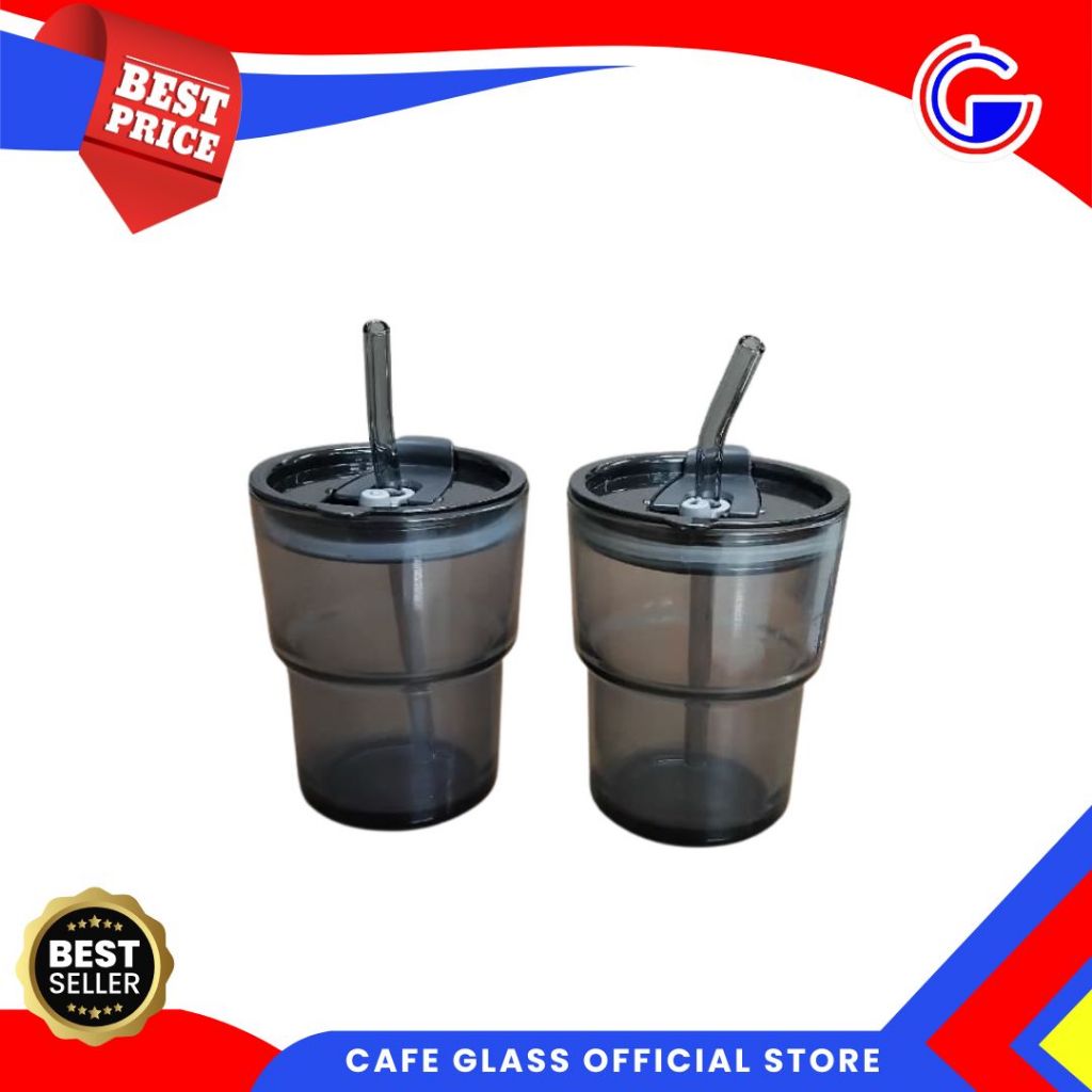 Gelas Kaca-Tumbler Warna-GELAS TUMBLER HANNA W/STRAW-Tumbler Warna Sedotan
