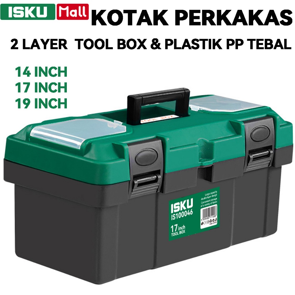 Jual ISKU Kotak Perkakas Tool Box Plastik PP Tebal 14 17 19 Inch ...
