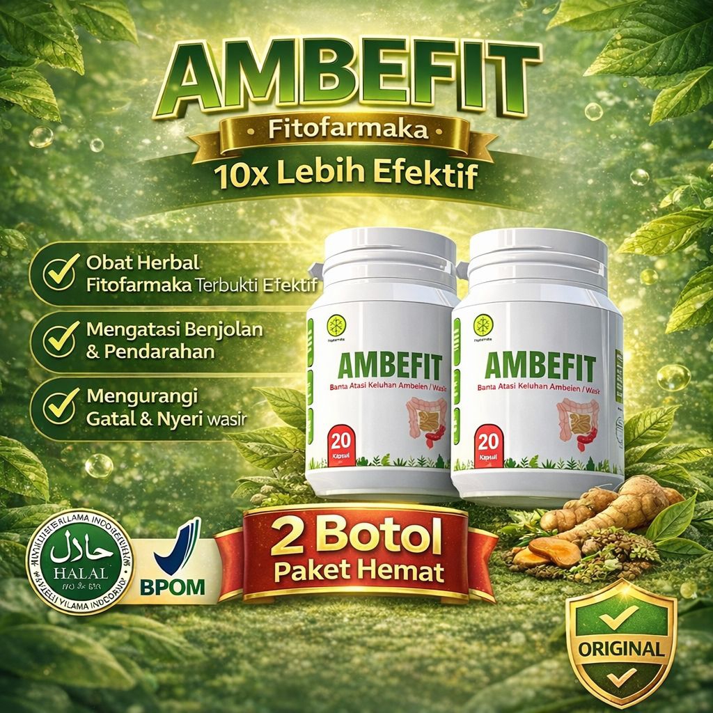 2 BOTOL Ambefit Fitofarmaka Mengempiskan Benjolan Ambeien Wasir Stadium 1-4 Tanpa Efek Samping