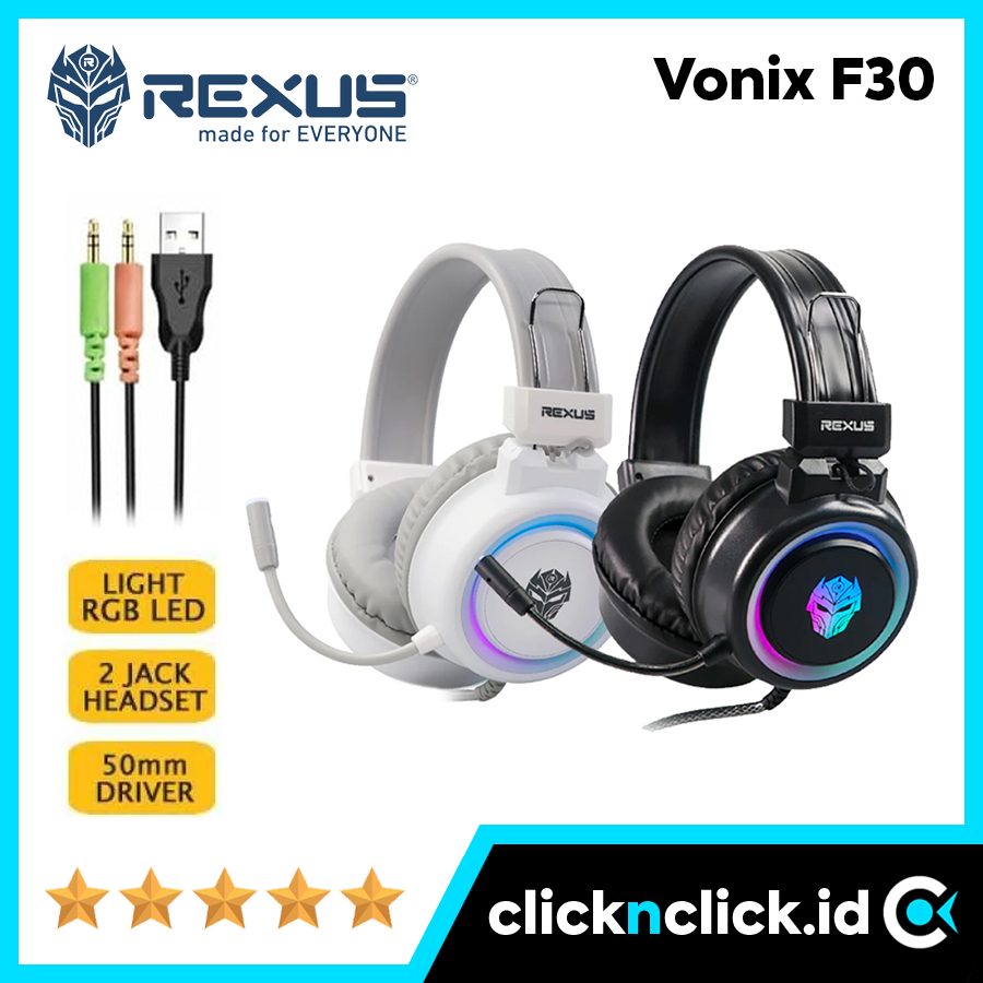 Jual REXUS Vonix F30 - Headphone Headset Gaming RGB USB + Audio Jack 3 ...