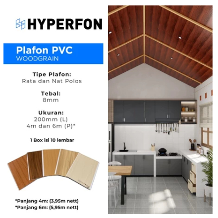 Jual Hyperfon Plafon PVC by TACO Serat Kayu Doff Tebal 8mm Panjang 6 ...