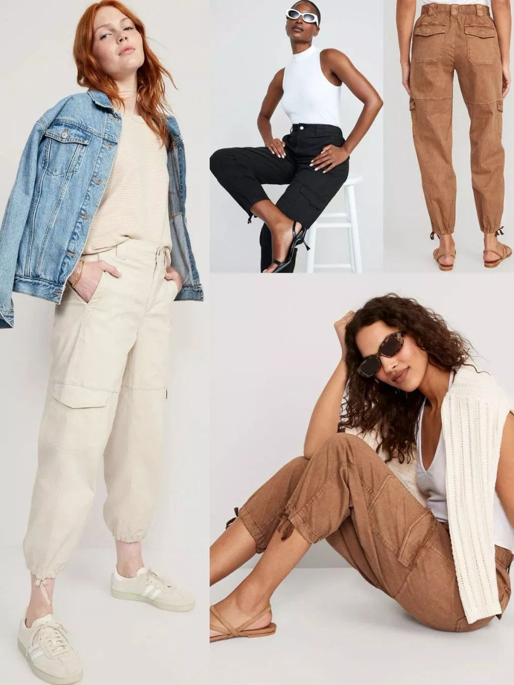Celana Cargo Wanita OLN High-Waisted Balloon Cargo Pants - 8808