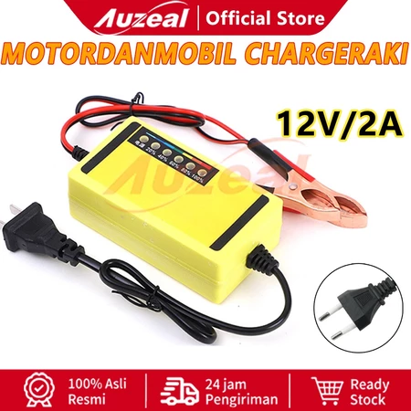 Auzeal Charger Aki Mobil Motor 12V 2A LED Display