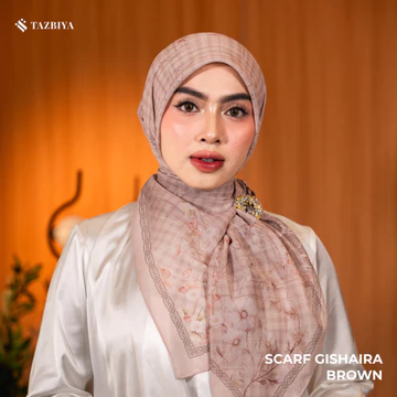 TAZBIYA Scarf Hijab Motif BUKHARA (Hijab Segiempat Square Bahan Voal Motif Islamic Syar'I Raya