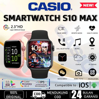 [Shopee][100% asli Garansi 24 bulan][COD]CASIO Smartwatch S10 Max Original with 2.3" HD AMOLED Display GPS Waterproof Bluetooth Call Smartwatch wanita pria wireless charging Dan Ganti Wallpapper Jam Tangan martwatch/ casio smartwat s10 pro max ori mini