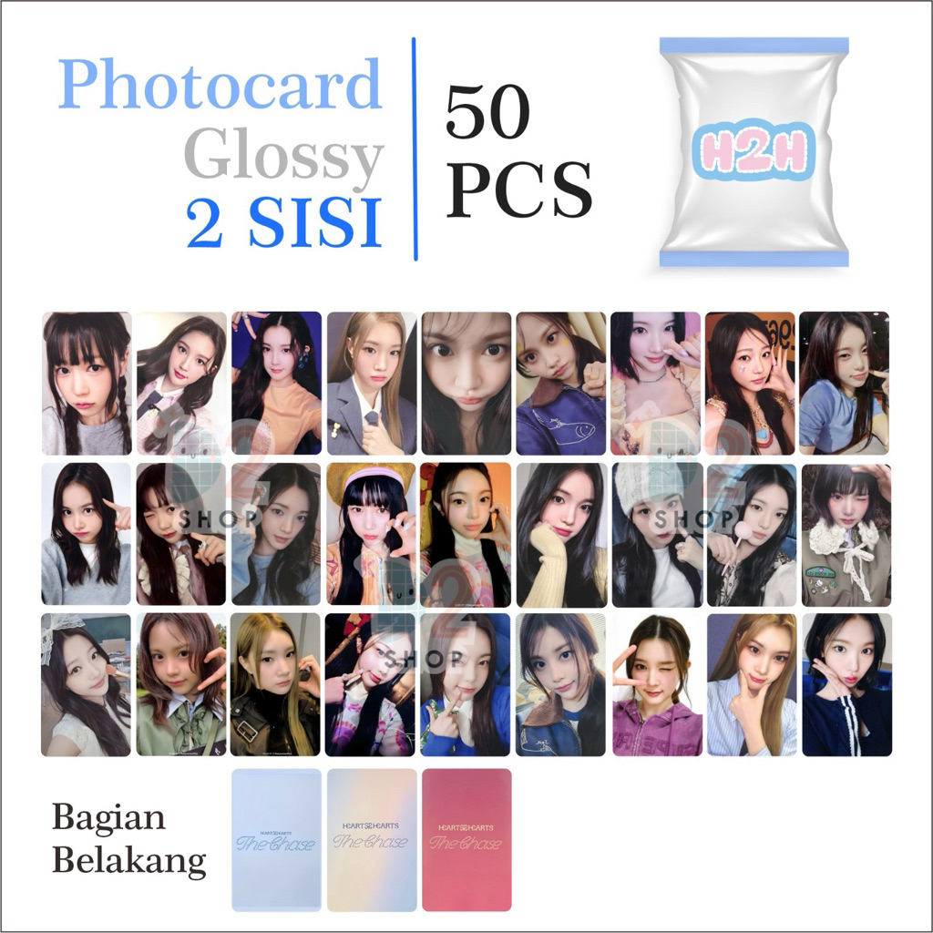 Jual Photocard 50pcs H2H Hearts2hearts 2 sisi Laminasi Glossy HD
