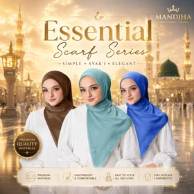 Essential Polos Basic Scarf Mandjha Ivan Gunawan Fashion Hijab Segi Empat Glitter Voal