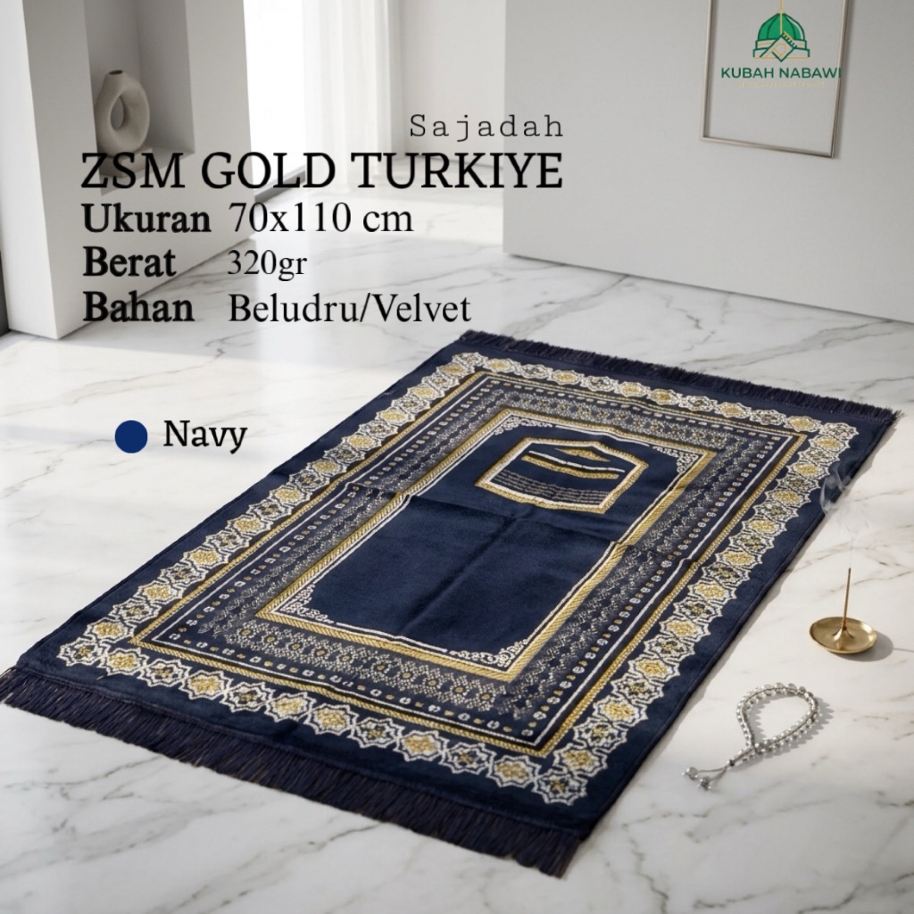 ZSM GOLD TURKIYE 70x110cm Sajadah Turkiye Tebal Bludru empuk Halus jumbo original Souvenir Tahlil