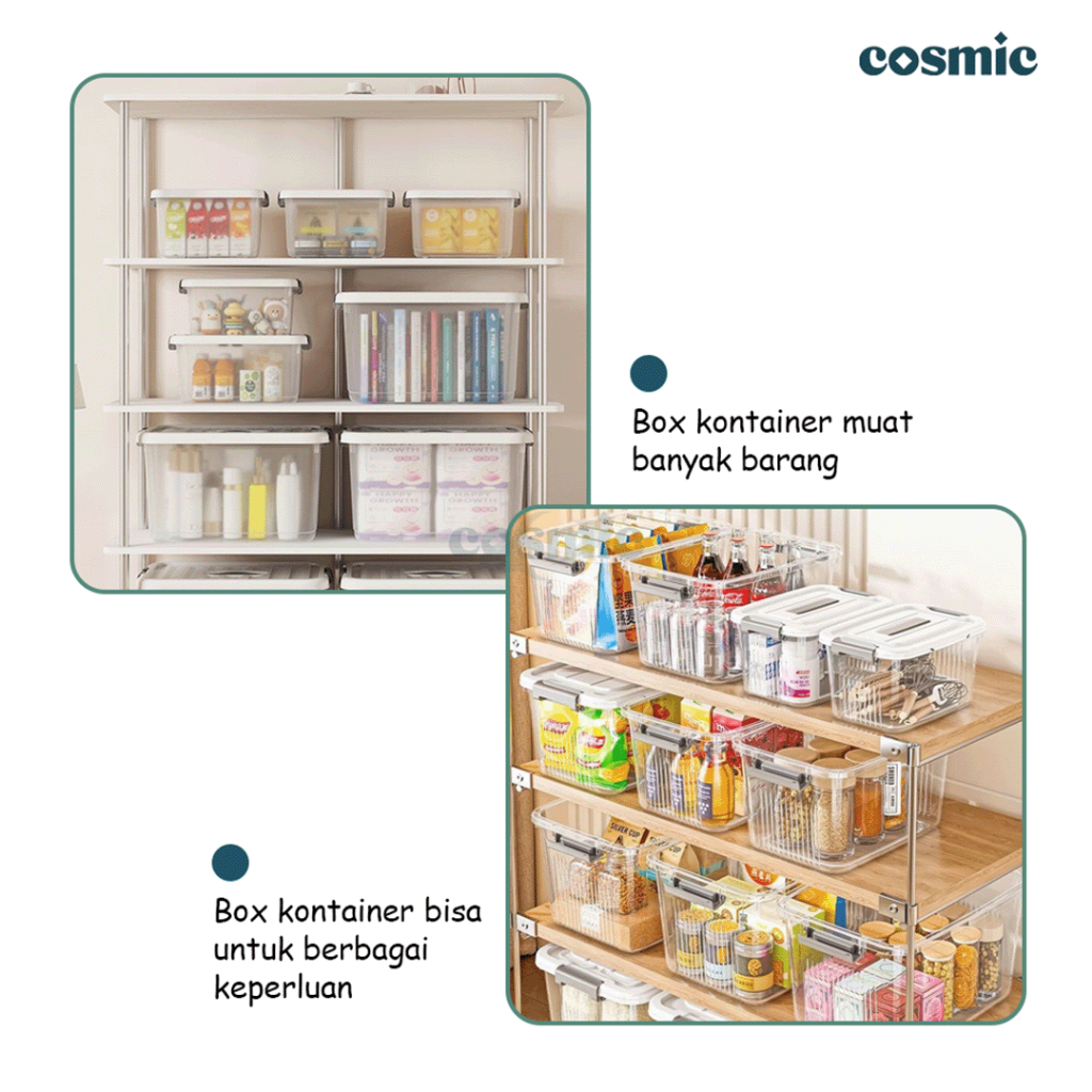 Jual COSMIC Box Container Plastik Jumbo Handle Double Lock Kotak ...