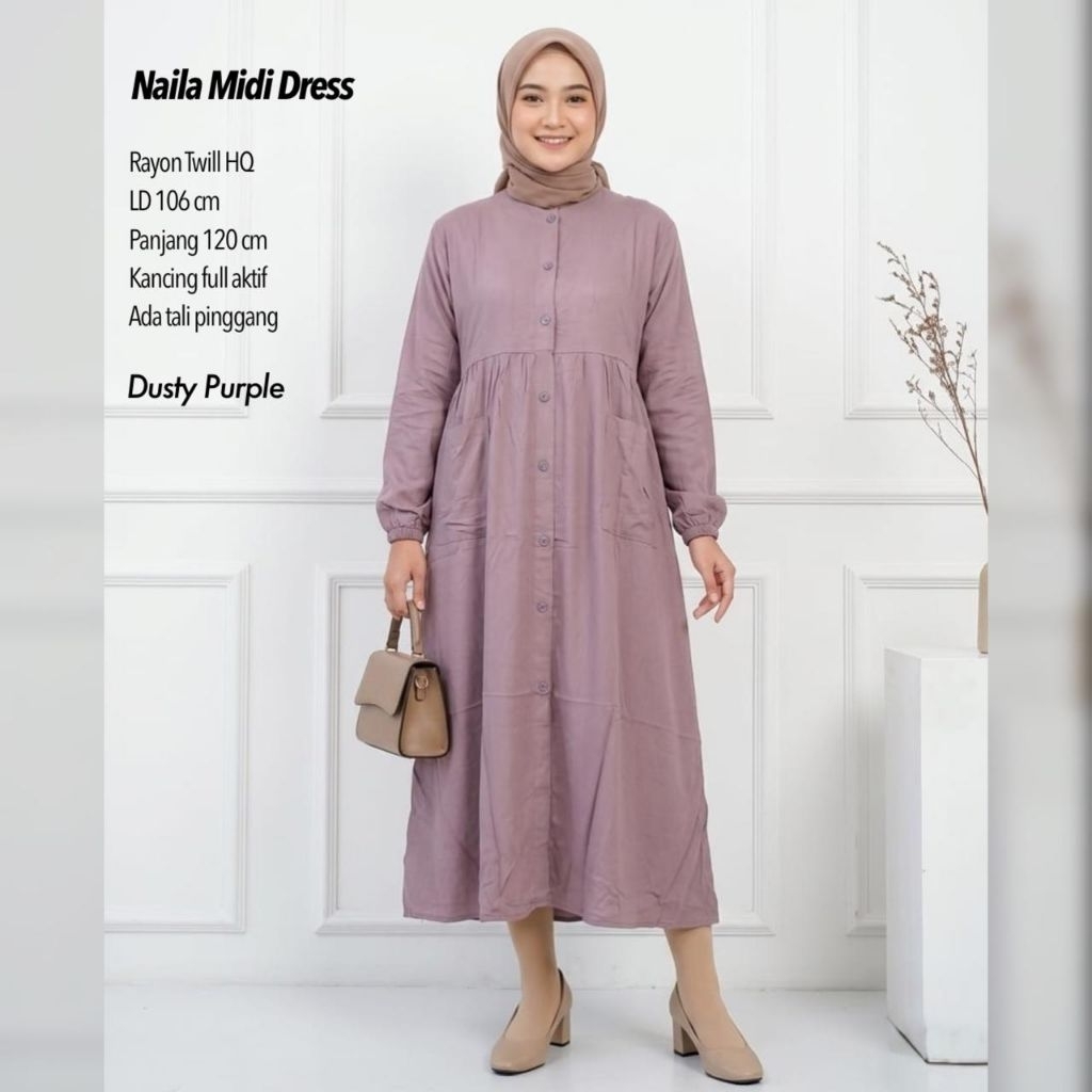 midi dress rayon twill Midi dress rayon twill premium/Kirania Midi dress Rayon twill Kancing#drees  #outfitideas #fashion #fyp