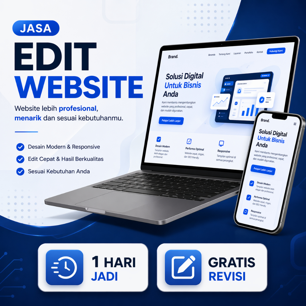 Perbaiki Website - Tampilan Lebih Rapi - Optimasi Google Dasar - Web Bisnis - Web Lebih Cepat - Jasa Edit Web Profesional - Jasa Perbaikan Website Siap Pakai - Website Terawat