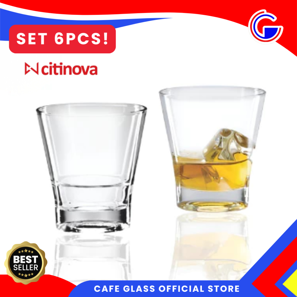 Gelas Kaca Set 6pcs Virginia Citinova - Gelas Mojito 340ml - Gelas Minum Kaca Tebal Premium Set