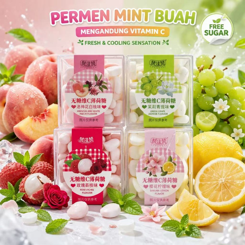 Jual HALAL Permen Rasa mint buah Sugar Free camilan Makanan ringan ...
