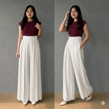 Laviie Pants Kulot Highwaist Pallazo Loose Pants Trouser Wanita Celana Kulot Wanita Jumbo