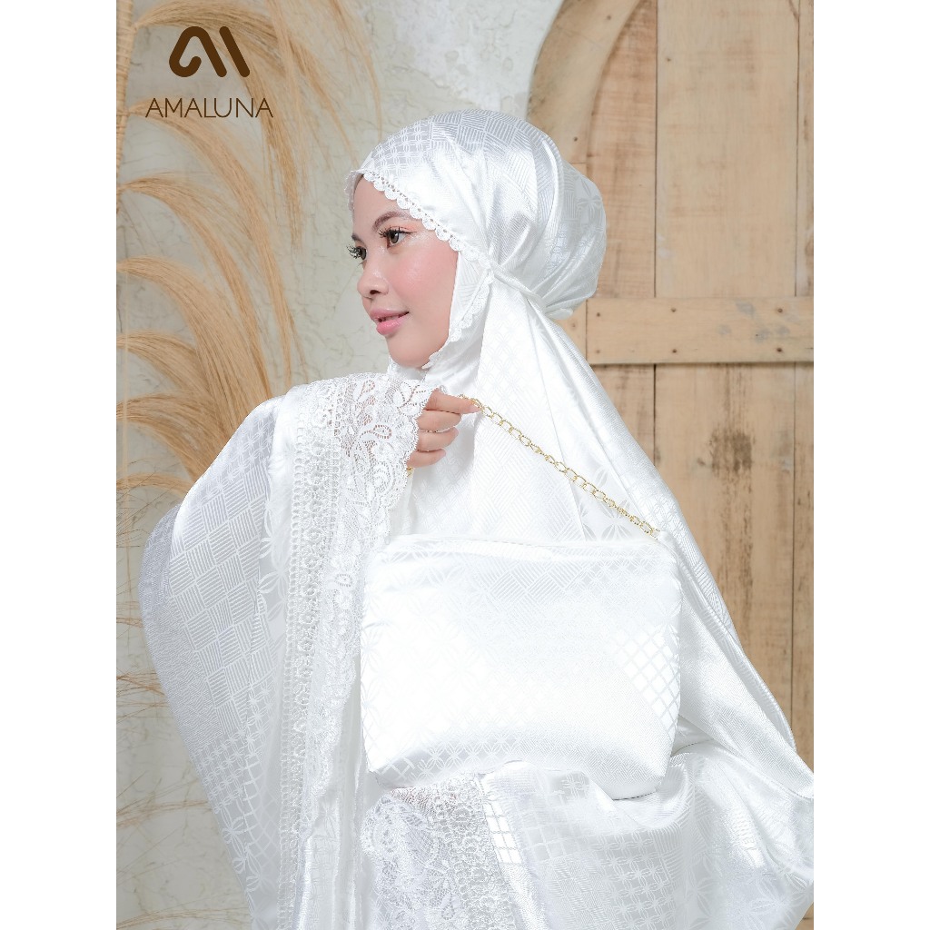 Mukena Arsalia Armani Silk Jacquard 2in1 Motif Abstrak Renda