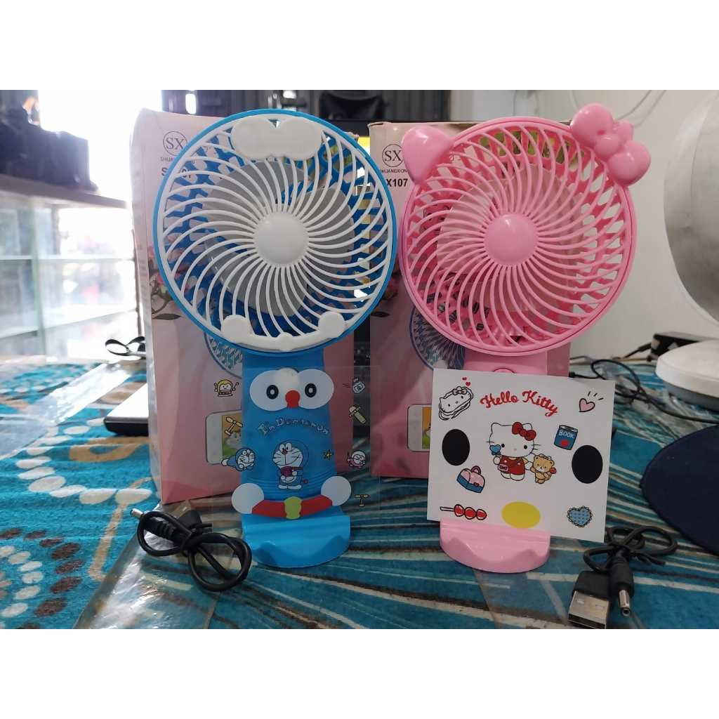 Jual kipas karakter LED lampu kipas angin mini portable mini fan ...