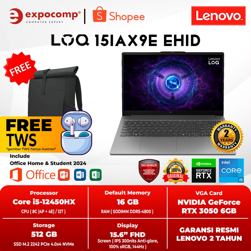Jual LENOVO GAMING LOQ ESSENTIAL EDITION NEW VERSION 15IAX9E EHID INTEL ...