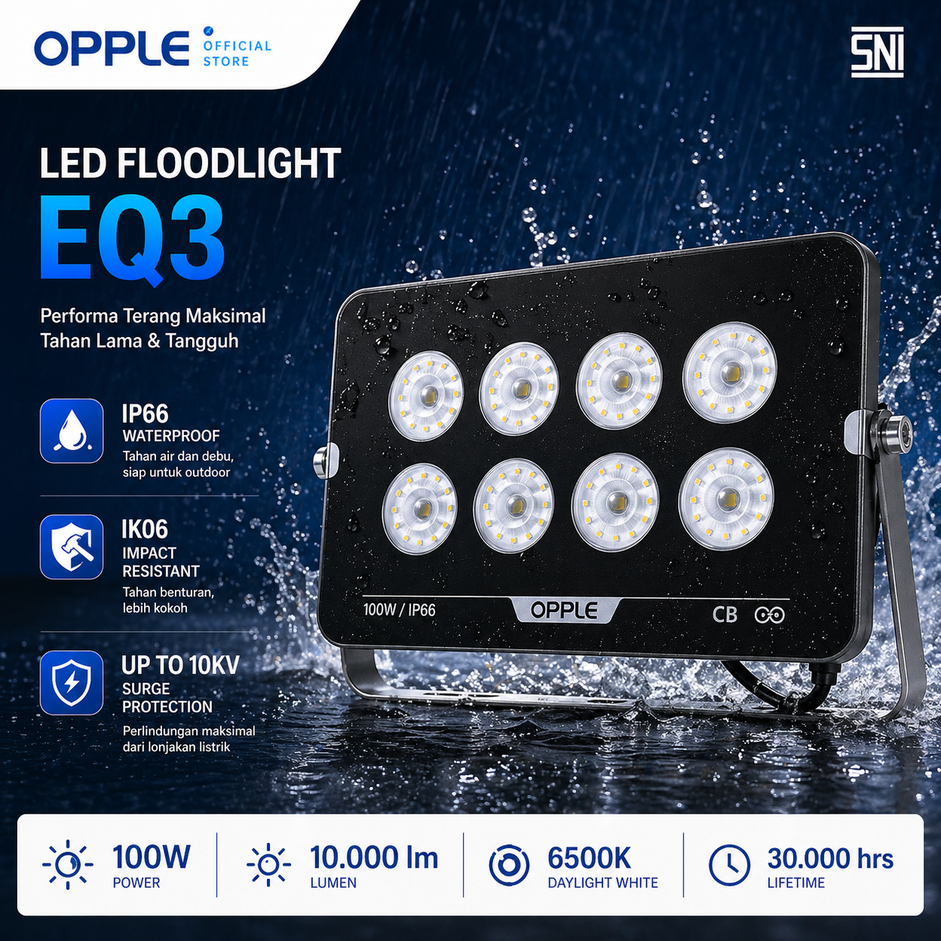 Jual Opple Lampu LED FloodLight-EQ3 100W Daylight 6500K – Waterproof ...