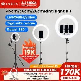 INBEX Ring Light Tripod Ukuran Besar 45cm 26cm Lampu Konten Kreator With 3 Holder HP