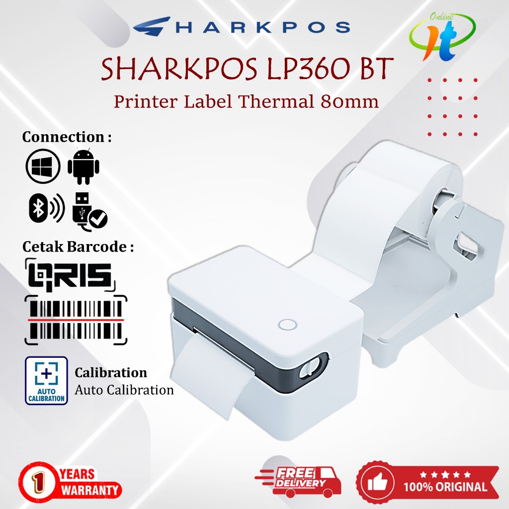 Jual Sharkpos LP360 Printer Bluetooth Label Thermal 80mm USB RPP02N ...