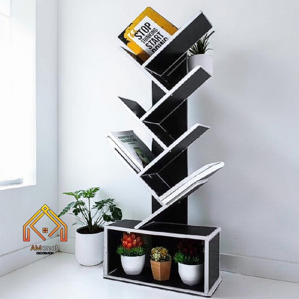Jual Rak Buku Susun Minimalis Model Menara Pohon 120 Cm Bahan Kayu ...